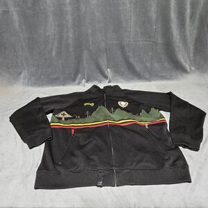 LRG Clothing & Equipment Lion Emblem Safari Print,Men's 3XL Black Track Jacket